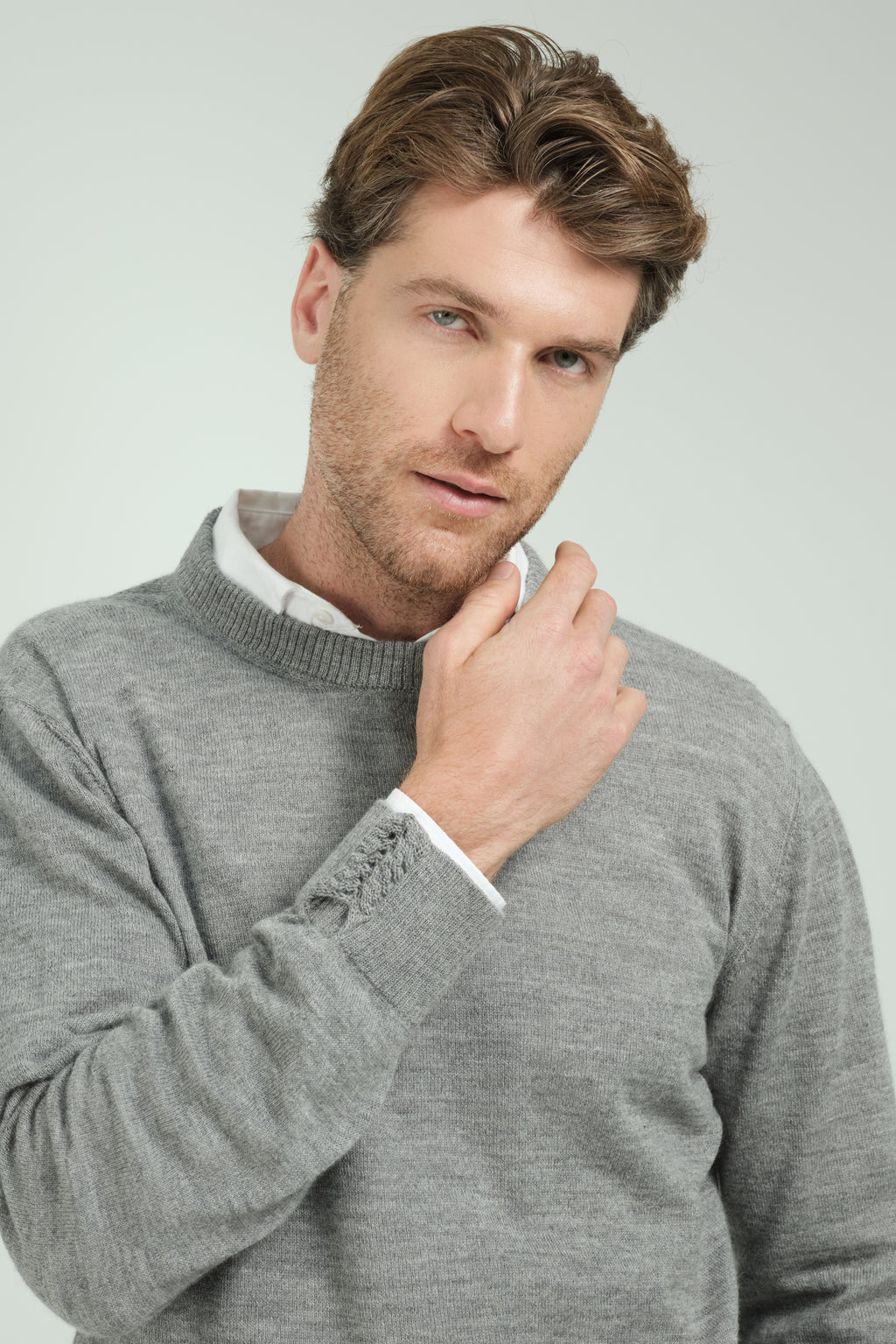 Elian Men's Sweater Roundneck Light Grey