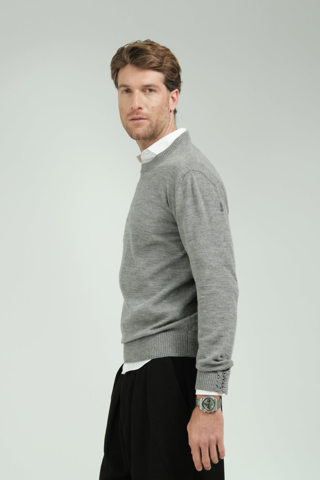 Elian Men's Sweater Roundneck Light Grey