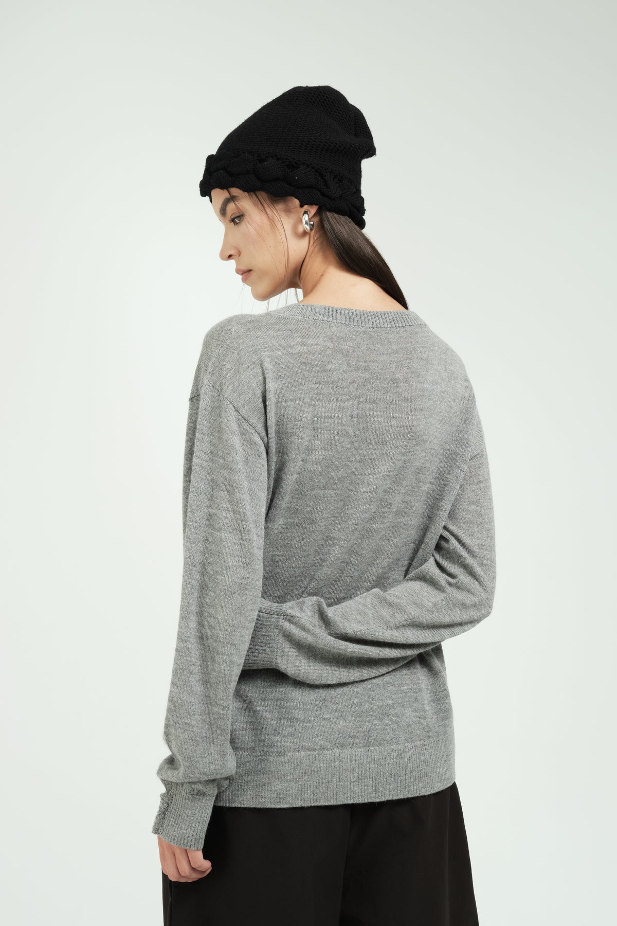 Thea Women's Sweater V-Neck Light Grey