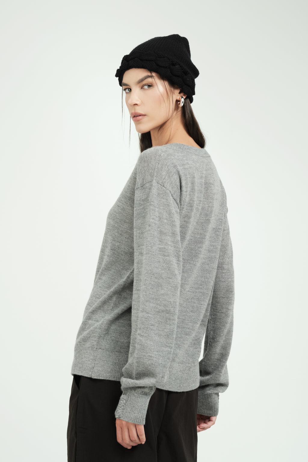 Thea Women's Sweater V-Neck Light Grey