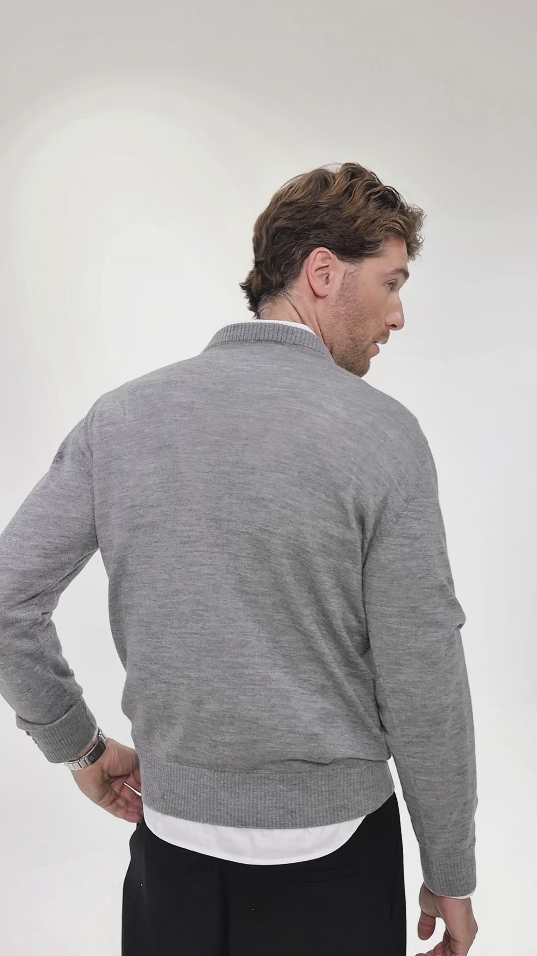Elian Men's Sweater Roundneck Light Grey